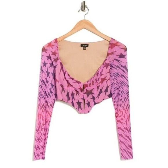 AFRM Pink and Purple Star Pattern Crop Top - Picture 1 of 4